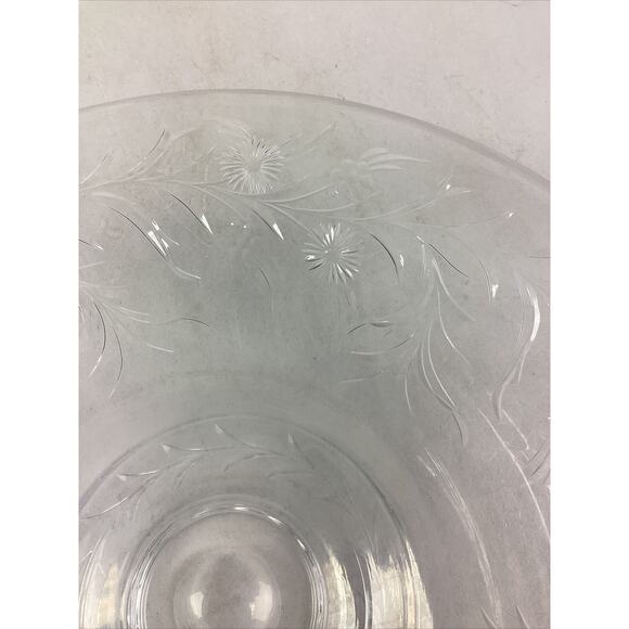 Large Vintage Glass Floral Salad Serving Bowl - 12”D - Picture 4 of 8